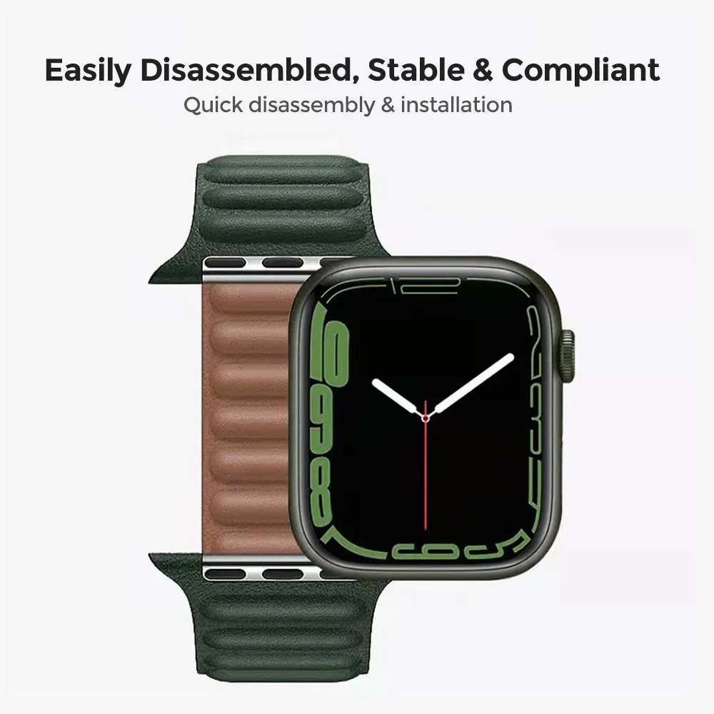 Apple Watch Ultra 49mm / 45mm / 44mm / 42mm | Leather Magnetic Loop Watch Band Strap | Black