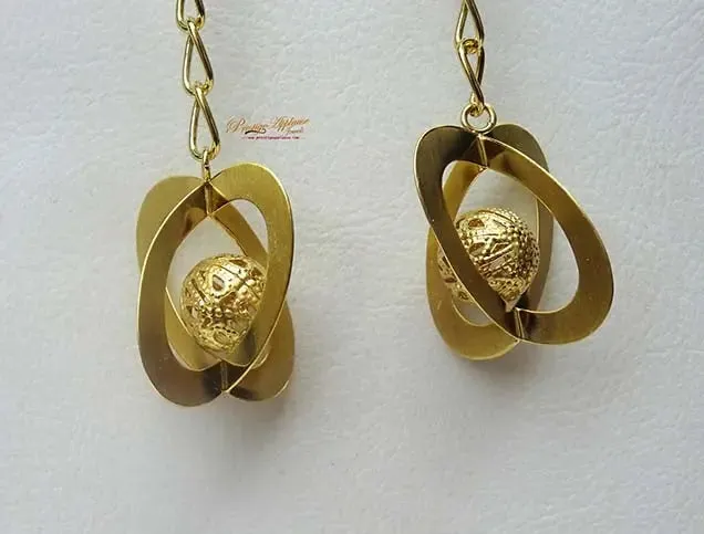 Extra Long 3D Globe Shape Beautiful Design Gold Color with Rhinestone African Party Earring Jewellery Gift