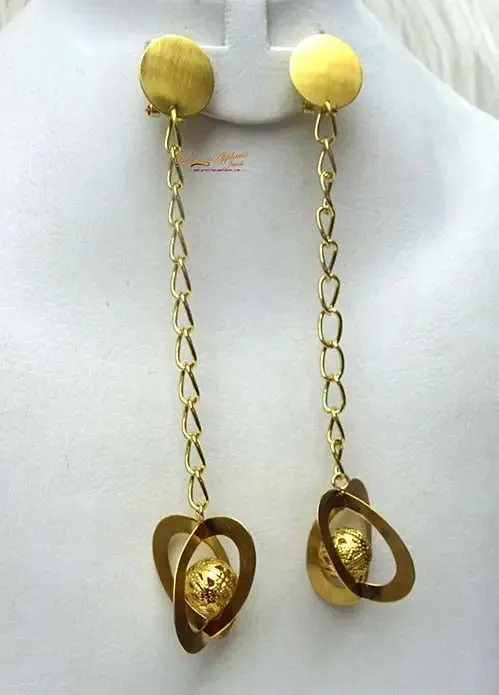 Extra Long 3D Globe Shape Beautiful Design Gold Color with Rhinestone African Party Earring Jewellery Gift