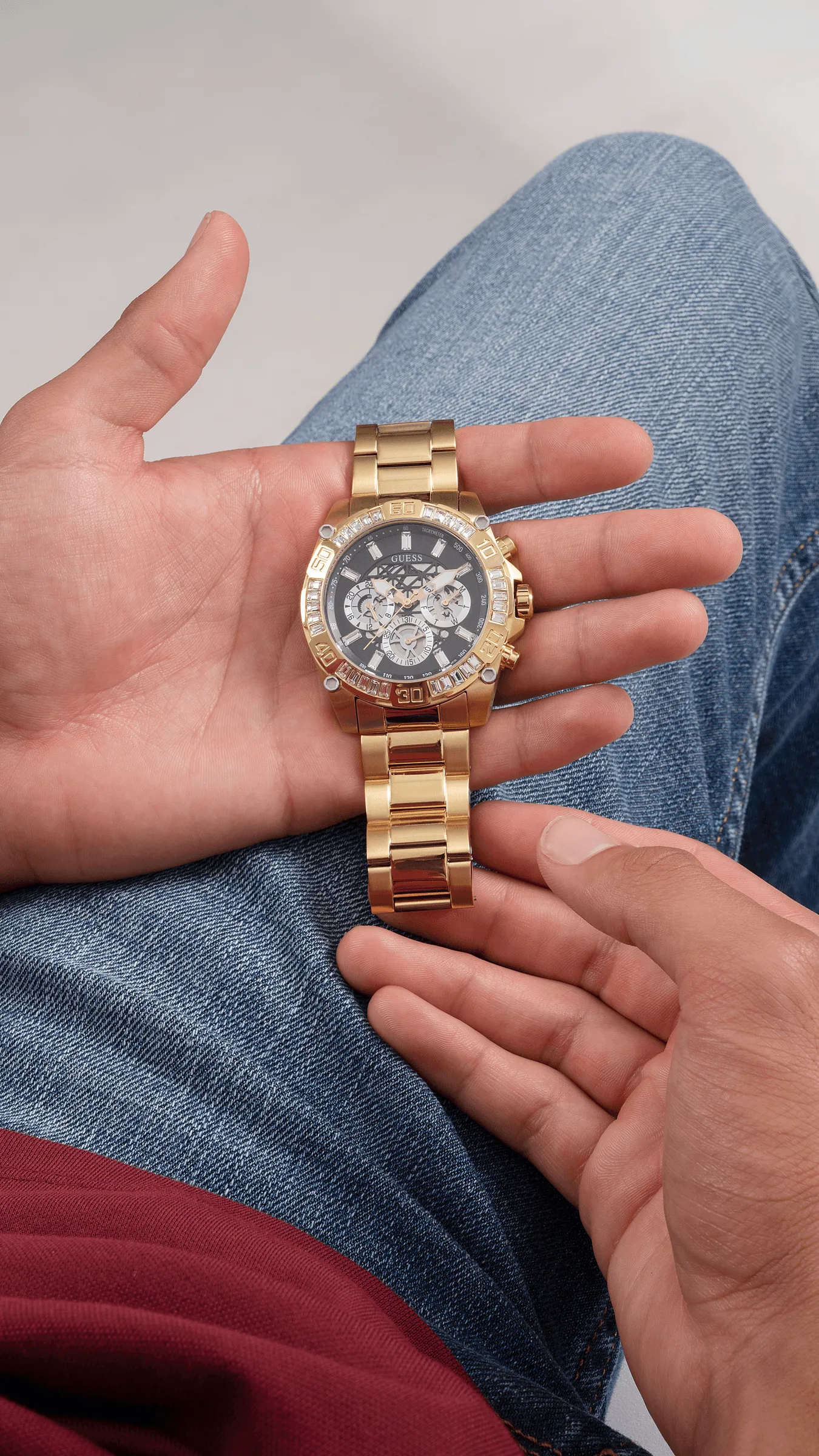 Guess Trophy Black and Gold Men's Analogue Watch GW0390G2